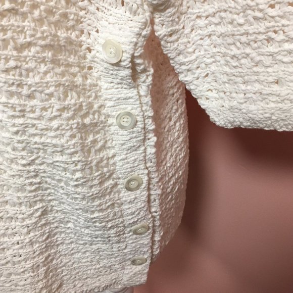 J Jill White Sweater with Side Button Detail 3/4 Sleeve NWT - Size L Petite - Picture 3 of 7